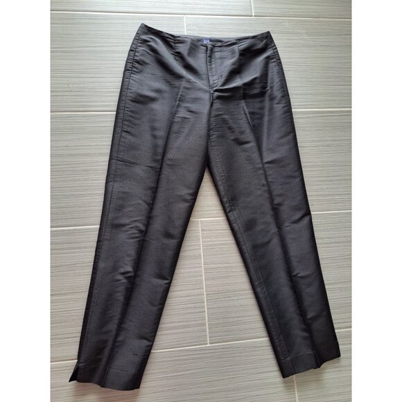 GAP Silk Women's Black Tapered Ankle Pants Size 8 Luxury Minimalist Academia - Picture 7 of 11